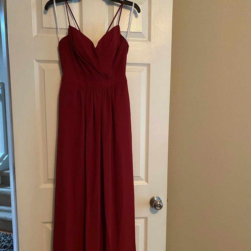 Cranberry color flowy dress. Beautiful color!
